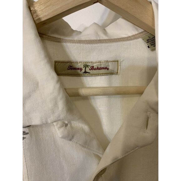 Tommy Bahama Men’s Sz L Linen/Tencel Lyocell Blend Tropical Short Sleeve Shirt - Picture 2 of 7
